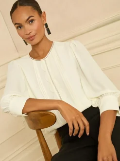 Love & Roses Petite 3/4 Sleeve Scallop Detail Blouse^Women Blouses & Shirts