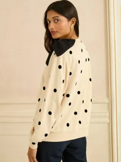 Clearance Love & Roses Bow Shoulder Sweatshirt Ivory Spot