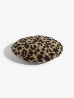 Sale Love & Roses Beret Hat Leopard