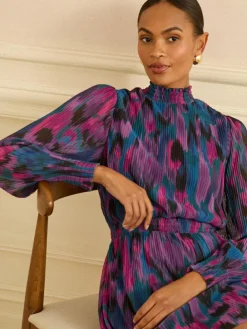 Love & Roses Multi Abstract Print High Neck Mini Dress^Women Dresses|Occasion Dresses