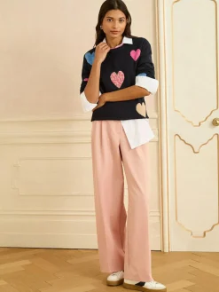 Clearance Love & Roses Animal Heart Jumper Navy Blue Multi