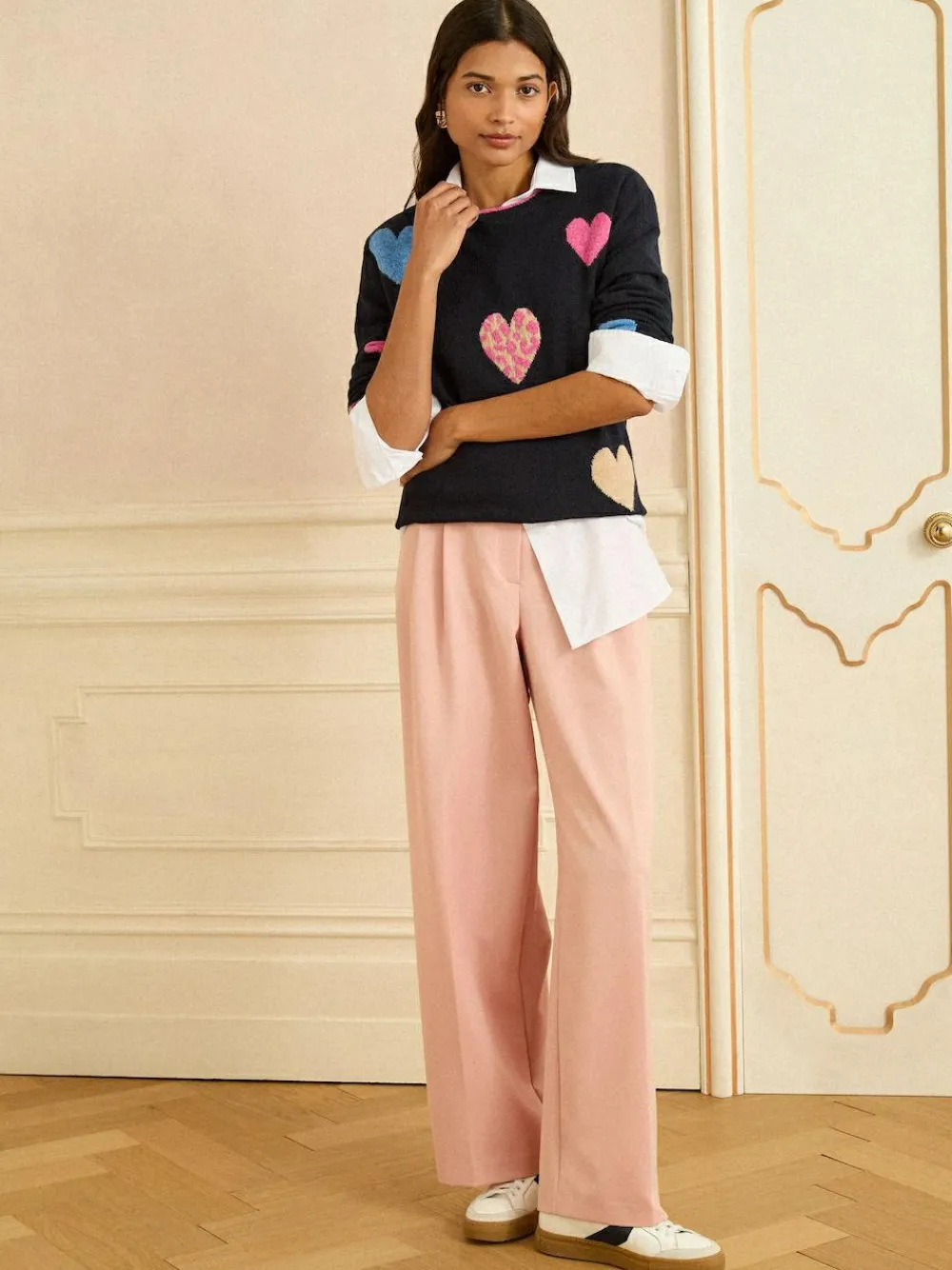 Clearance Love & Roses Animal Heart Jumper Navy Blue Multi