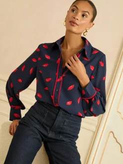 Love & Roses Long Sleeve Button Through Shirt^Women Tops & T-Shirts|Blouses & Shirts