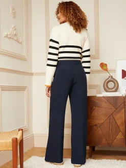 Online Love & Roses Navy Wide Leg Trousers