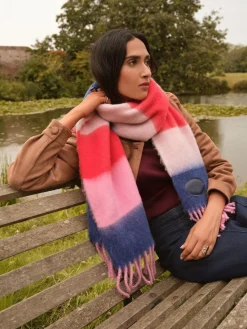 Love & Roses Pink/Blue Stripe Brushed Scarf^Women Hats, Gloves & Scarves|Hats, Gloves & Scarves