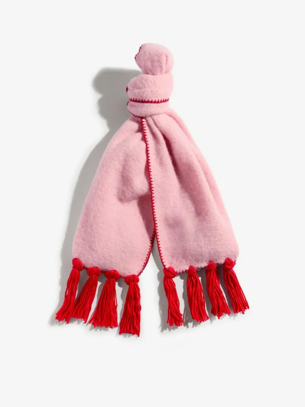 Clearance Love & Roses Tassel Cosy Contrast Brushed Scarf Pink/Red