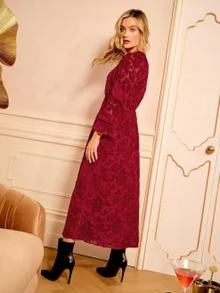 Love & Roses Burnout Ruffle Midi Dress^Women Dresses|Occasion Dresses