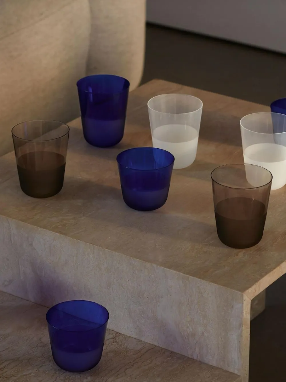 LSA International Cobalt Blue Arc Contrast Tumblers Set of 2 260ml^ Glassware