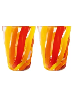 New LSA International Set of 2 Folk Tumblers 280ml Orange