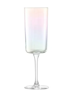 LSA International Set of 2 Mother of Pearl Iridescence Champagne Flutes 210ml^ Glassware