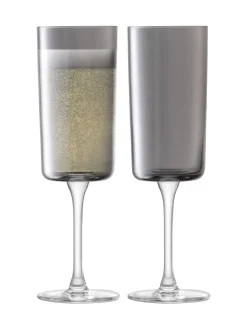 Clearance LSA International Set of 2 Grey Lunar Champagne Flutes 210ml