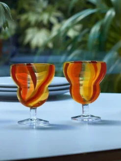 LSA International Set of 2 Folk Water Wine Glasses 230ml^ Glassware