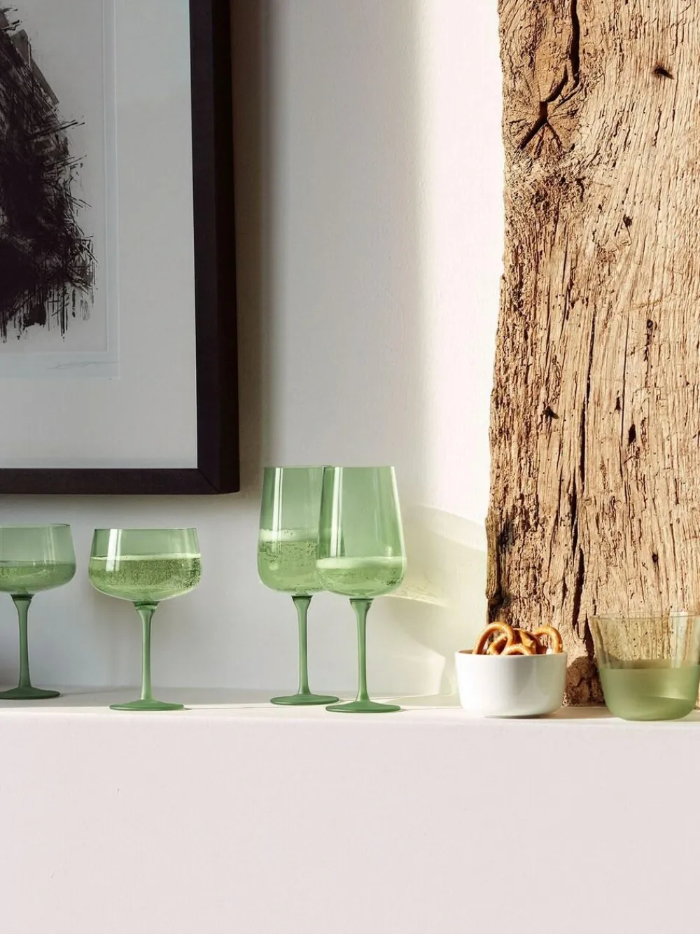 Online LSA International Set of 2 Arc Contrast Flute Glasses 280ml Moss Green