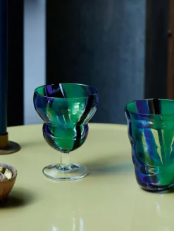 Sale LSA International Set of 2 Folk Water Wine Glasses 230ml Blue