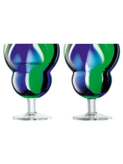 Sale LSA International Set of 2 Folk Water Wine Glasses 230ml Blue