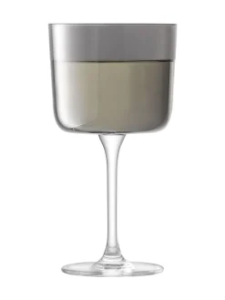 LSA International Set of 2 Grey Lunar Wine Glasses 250ml^ Glassware