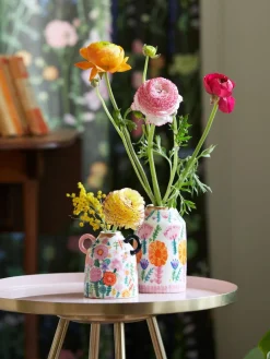 Lucy Tiffney Set of 2 Floral Ceramic Mini Vases^ Vases