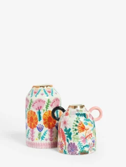 Lucy Tiffney Set of 2 Floral Ceramic Mini Vases^ Vases