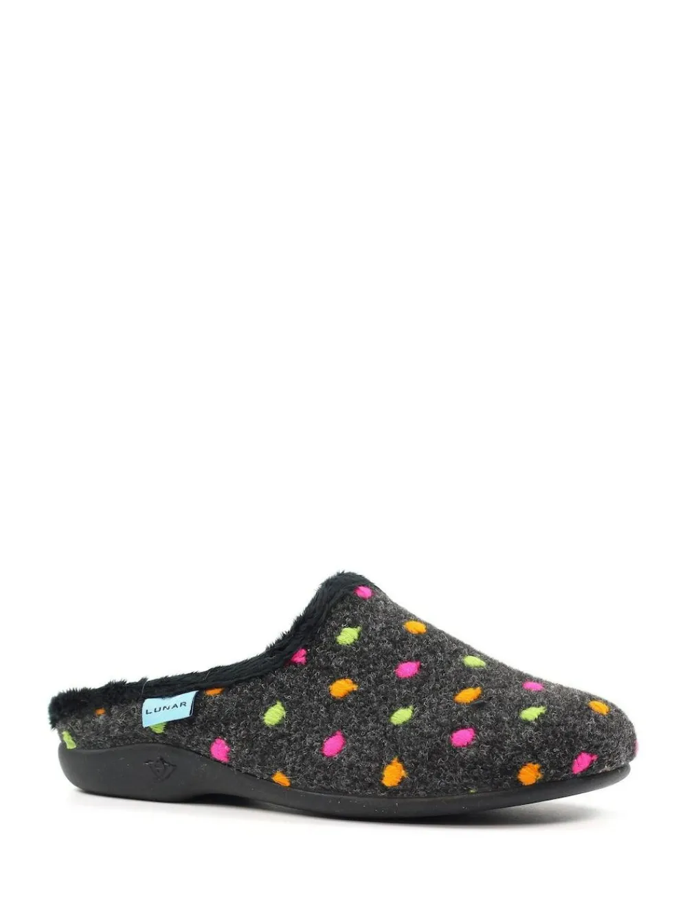 Lunar Black Peanut Polka Dot Mule Slippers^Women Slippers