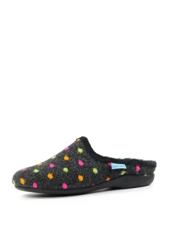 Lunar Black Peanut Polka Dot Mule Slippers^Women Slippers