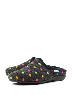 Lunar Black Peanut Polka Dot Mule Slippers^Women Slippers