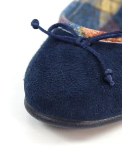 Lunar Blue Bow Tartan Trim Pump Slippers^Women Slippers