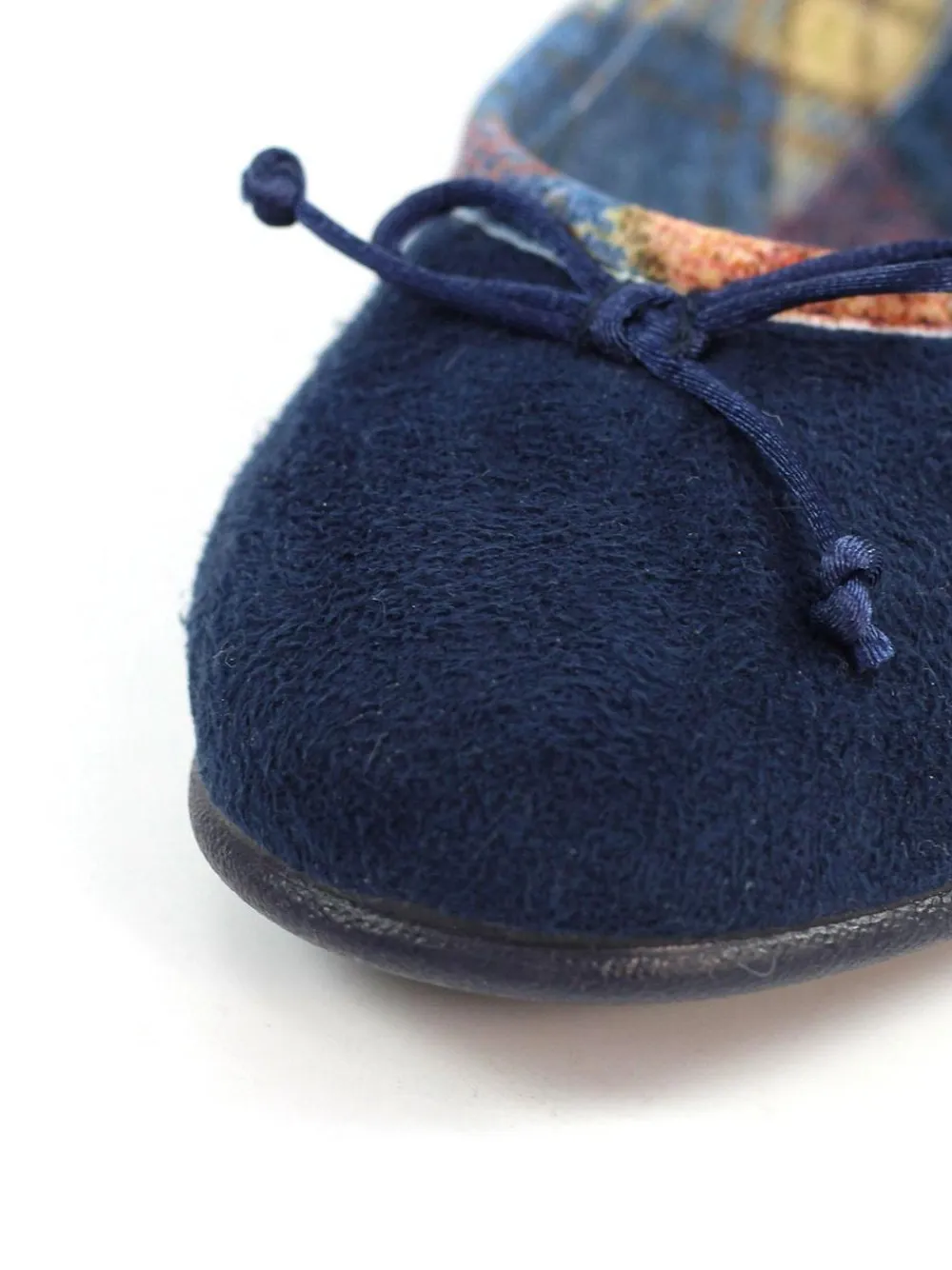 Lunar Blue Bow Tartan Trim Pump Slippers^Women Slippers