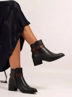 Discount Lunar Blue Cassie Low Heel Ankle Boots