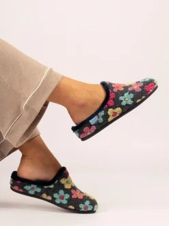 Lunar Blue Dolly Flower Mule Slippers^Women Slippers