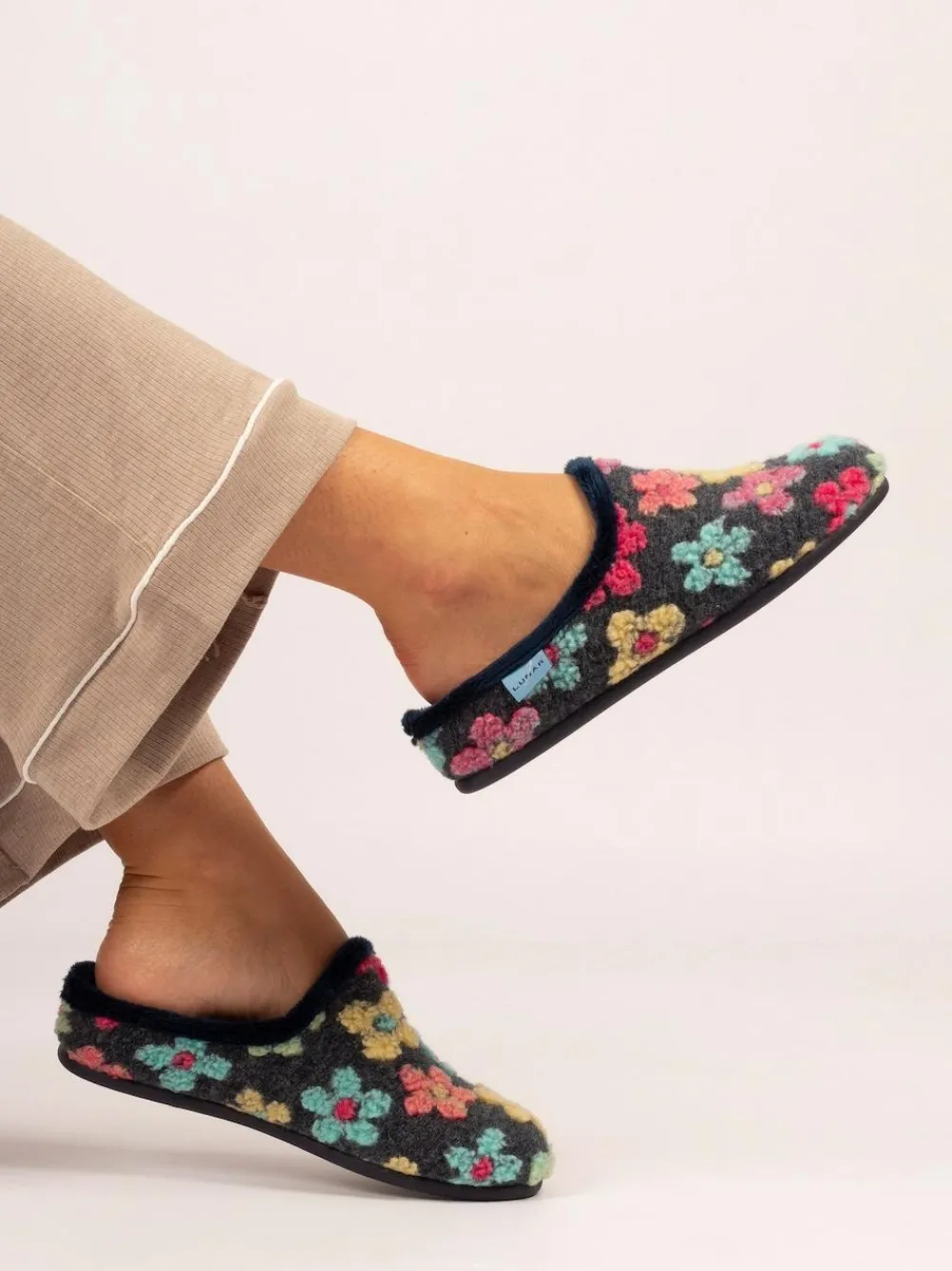 Lunar Blue Dolly Flower Mule Slippers^Women Slippers