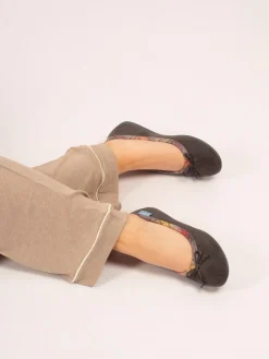 Clearance Lunar Grey Bow Tartan Trim Pump Slippers