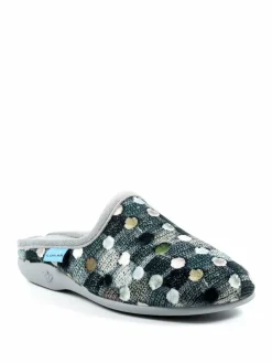 Hot Lunar Grey Crackle Spotty Mule Slippers