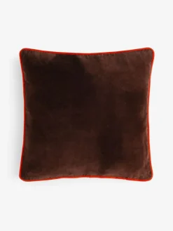 Sale MADE.COM Bailey Cotton Velvet Piped Cushion Chocolate Brown