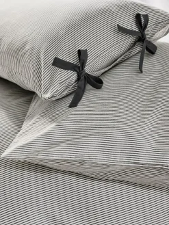 Best MADE.COM Ansel Stripe 100% Cotton Duvet Cover and Pillowcase Set Grey