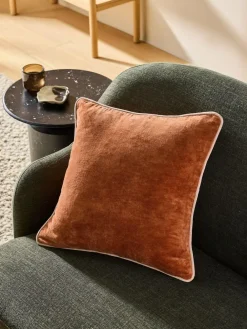 MADE.COM Bailey Cotton Velvet Piped Cushion^ Cushions & Throws