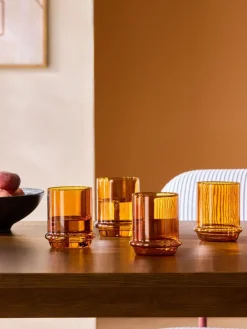 Sale MADE.COM Set of 4 Amber Orange Theon Tumbler Glasses