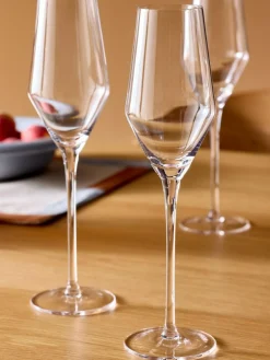 MADE.COM Set of 4 Clear Velma Crystal Champagne Flutes^ Glassware|Branded Kitchenware