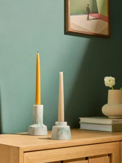 Best MADE.COM Set of 2 Marbled Teal Fitz Taper Candle Holders