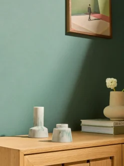 Best MADE.COM Set of 2 Marbled Teal Fitz Taper Candle Holders