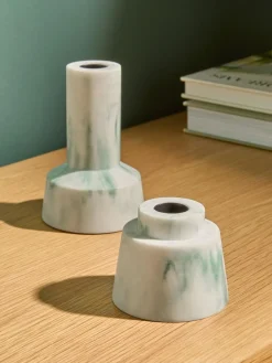 Best MADE.COM Set of 2 Marbled Teal Fitz Taper Candle Holders