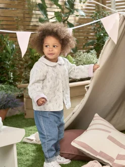 Mamas & Papas Blue Lavender Embroidered Jeans