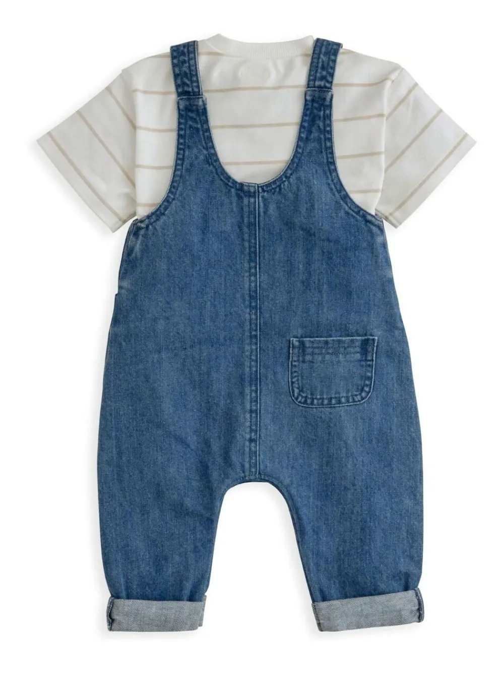 Mamas & Papas Blue Stripe T-Shirt And Denim Dungaree Set^BOY Dungarees