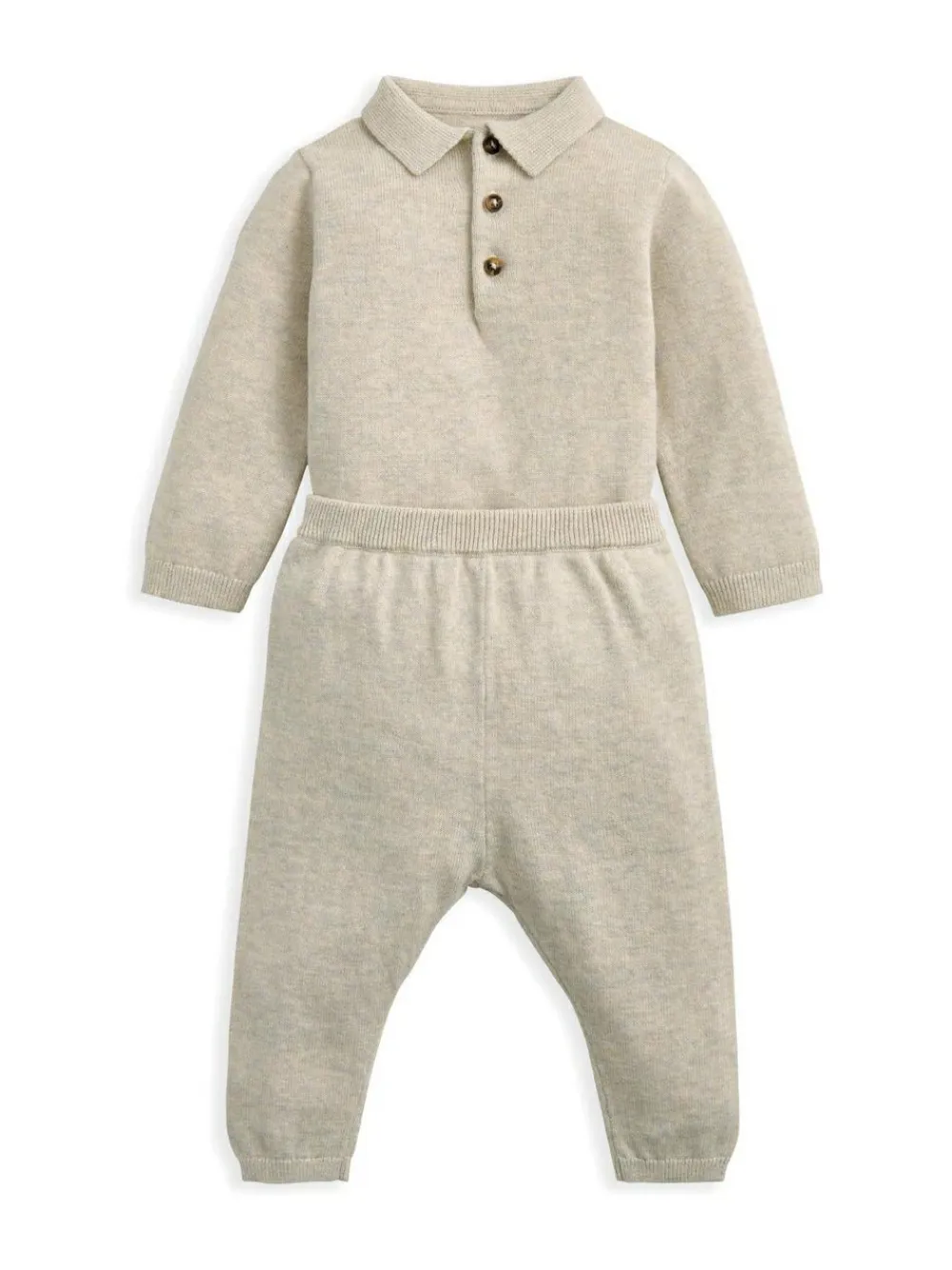 Mamas & Papas Brown Knit Polo Bodysuit & Bottoms Set^BOY Bodysuits & Vests|Vests