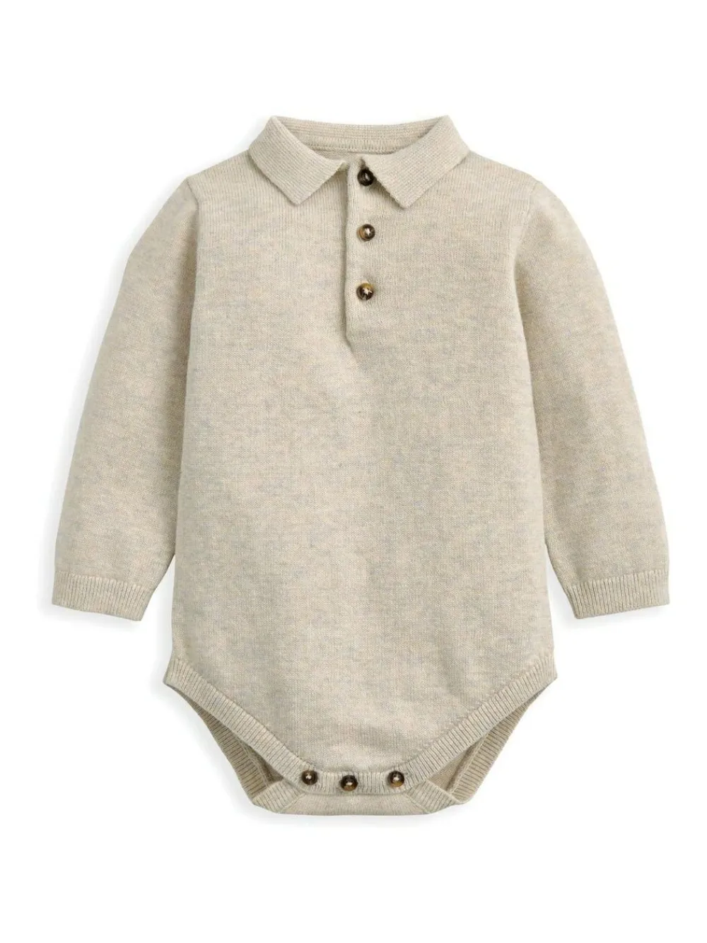 Mamas & Papas Brown Knit Polo Bodysuit & Bottoms Set^BOY Bodysuits & Vests|Vests