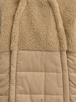 Mamas & Papas Brown Quilted Cord and Borg Pramsuit with 3D Ears^ Jackets & Coats|Snowsuits & Coats