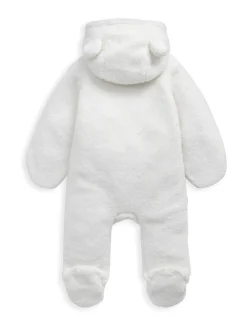 Discount Mamas & Papas Cream Borg Pramsuit with 3D Bear Ears