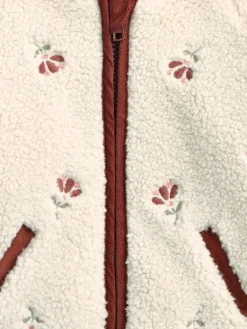 Mamas & Papas Cream Embroidered Hooded Borg Jacket^ Coats, Jackets & Pramsuits|Coats, Jackets & Pramsuits