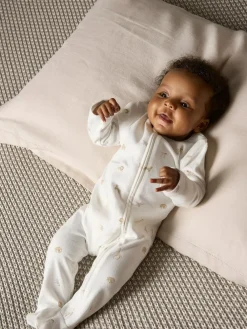 Hot Mamas & Papas Cream Safari Embroidered 100% Cotton Romper