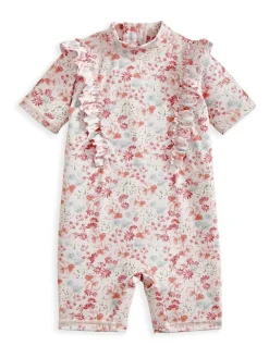 Sale Mamas & Papas Pink Floral Print Short Sleeve Rashsuit