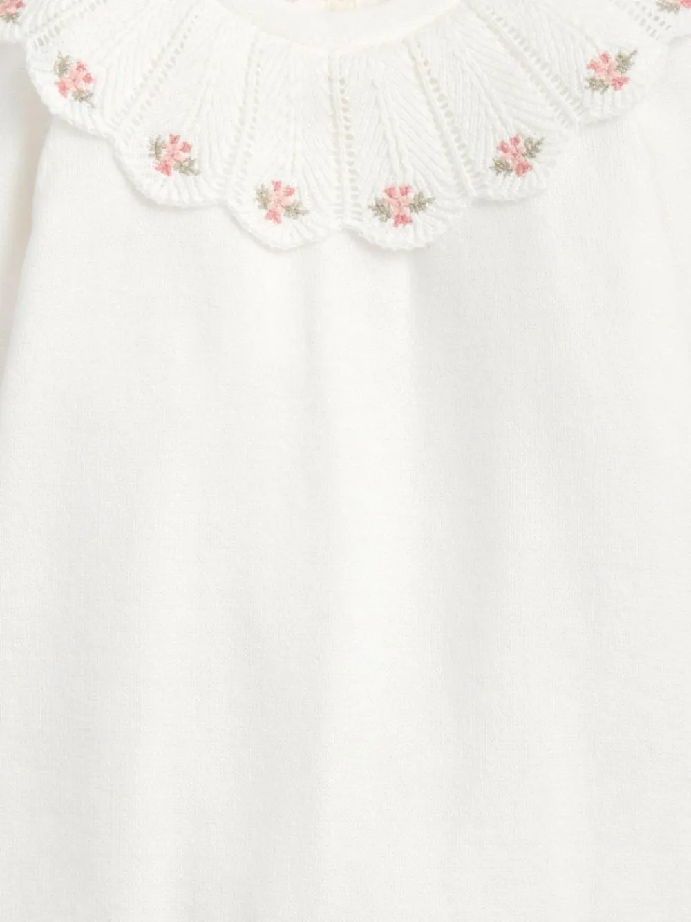 Mamas & Papas White Embroidered Scallop Collar Romper with Frill Trim^ Rompers & Overalls